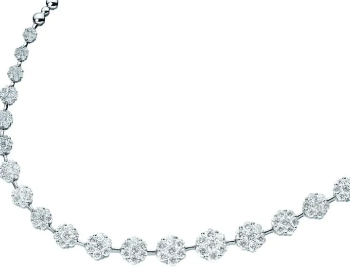 Naszyjnik z białego złota z brylantami - 3,97 ct - próba 585