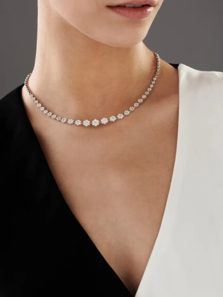 Naszyjnik z białego złota z brylantami - 3,97 ct - próba 585