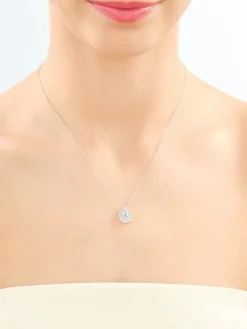 Naszyjnik z białego złota z diamentami i akwamarynem - próba 585