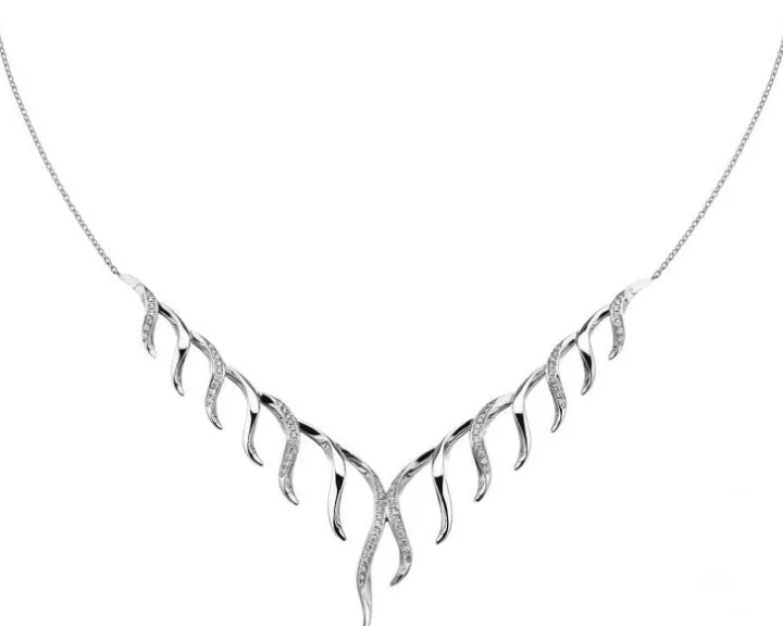Naszyjnik z białego złota z brylantami - 0,27 ct - próba 750