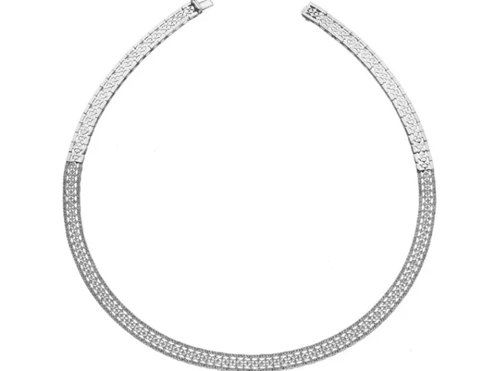 Naszyjnik z białego złota z brylantami - 4,62 ct - próba 750