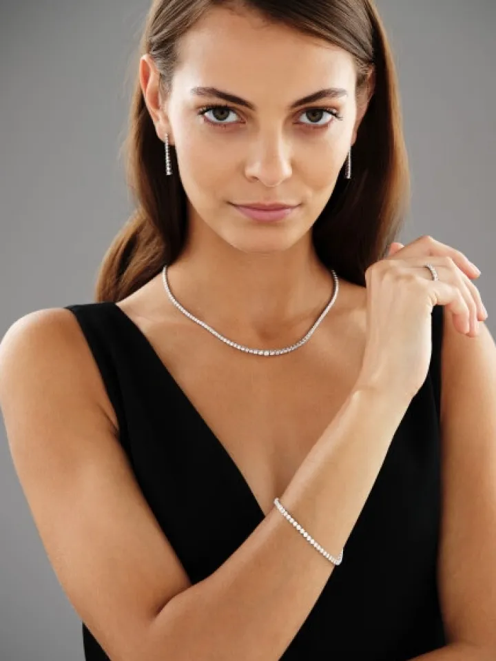 Naszyjnik z białego złota z brylantami - 43 cm, - 3,00 ct - próba 750