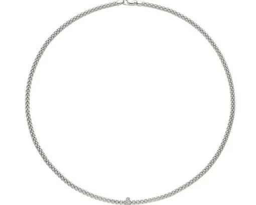 Naszyjnik z białego złota z brylantami - 0,18 ct - próba 750