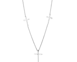 Naszyjnik z białego złota z diamentem - krzyż - 0,003 ct - próba 750