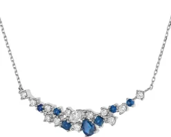 Naszyjnik z białego złota z diamentami i szafirami - próba 585