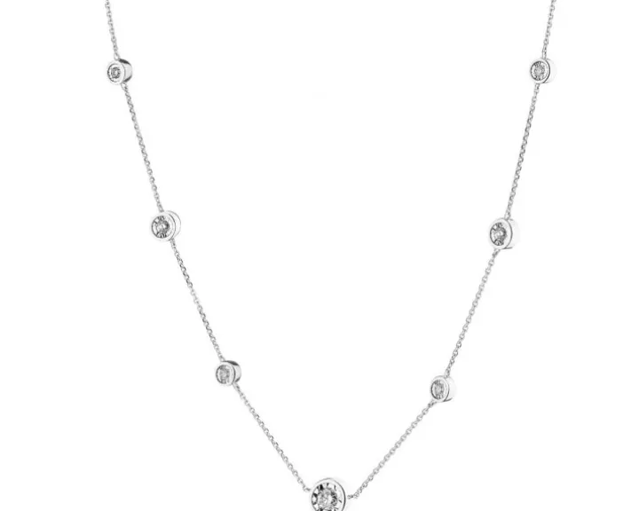 Naszyjnik z białego złota z brylantami - 0,21 ct - próba 585