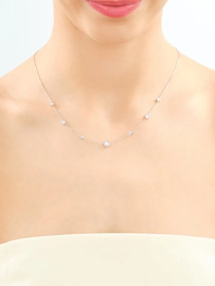 Naszyjnik z białego złota z brylantami - 0,21 ct - próba 585