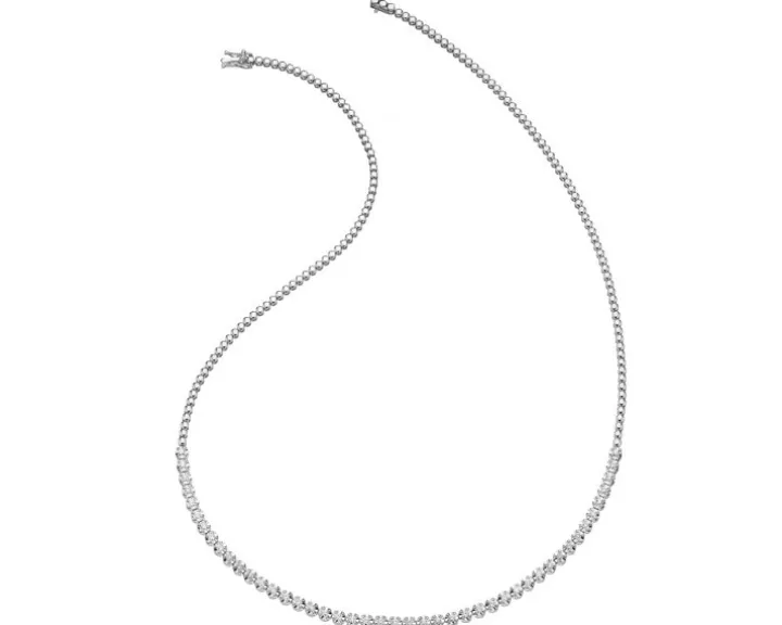 Naszyjnik z białego złota z brylantami - 43 cm, - 0,80 ct - próba 585