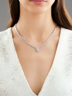 Naszyjnik z białego złota z brylantami - 43 cm - 4,59 ct - próba 750