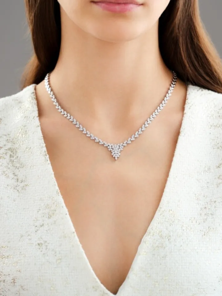 Naszyjnik z białego złota z brylantami - 43 cm - 4,59 ct - próba 750