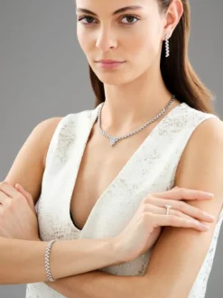 Naszyjnik z białego złota z brylantami - 43 cm - 4,59 ct - próba 750