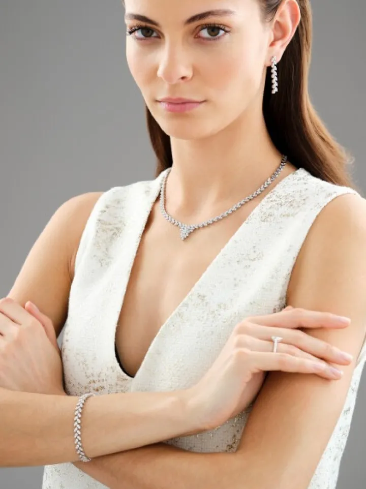 Naszyjnik z białego złota z brylantami - 43 cm - 4,59 ct - próba 750