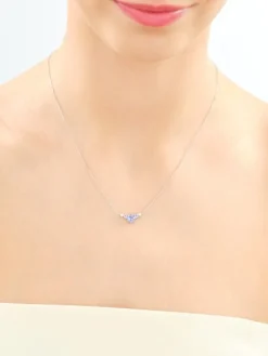 Naszyjnik z białego złota z brylantami i tanzanitami - próba 585