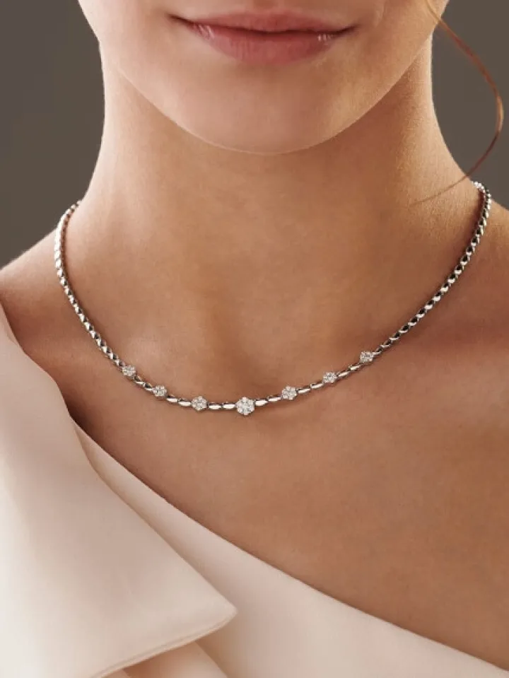 Naszyjnik z białego złota z brylantami - 0,63 ct - próba 585