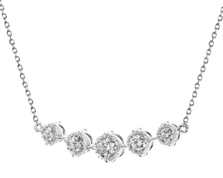 Naszyjnik z białego złota z brylantami - 0,70 ct - próba 585