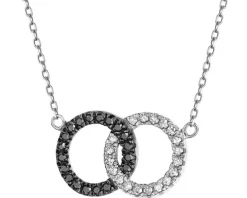 Naszyjnik z białego złota z diamentami - koła - 0,10 ct - próba 375