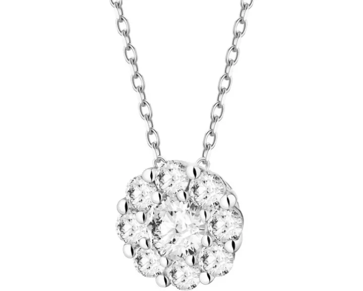 Naszyjnik z białego złota z brylantami laboratoryjnymi - 0,33 ct - próba 585