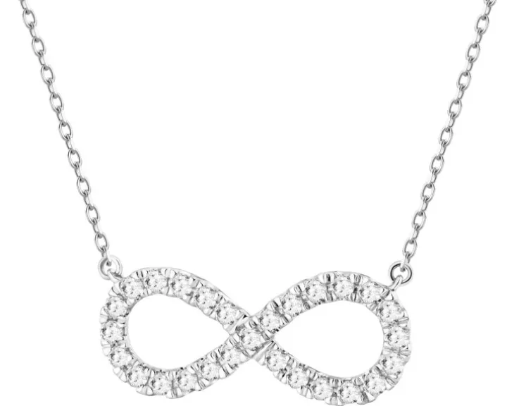 Naszyjnik z białego złota z brylantami laboratoryjnymi - nieskończoność - 0,25 ct - próba 585