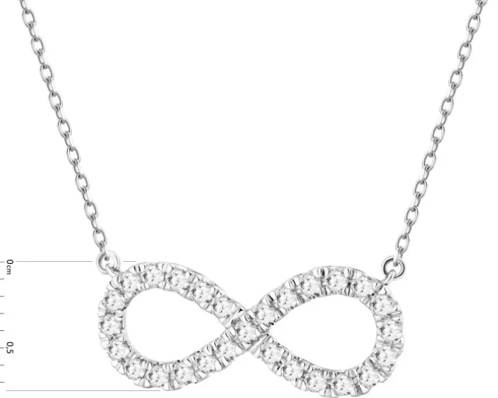 Naszyjnik z białego złota z brylantami laboratoryjnymi - nieskończoność - 0,25 ct - próba 585