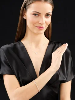 Naszyjnik z białego złota z diamentami - kwiat - 0,43 ct - próba 585