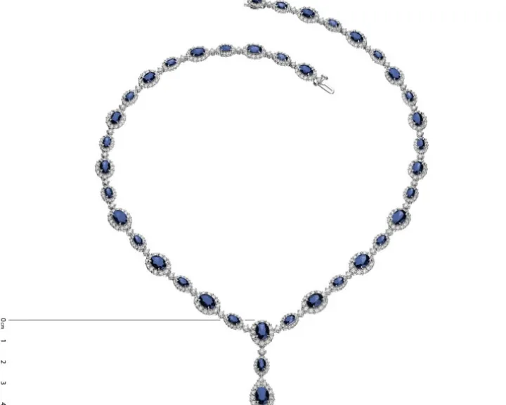 Naszyjnik z białego złota z brylantami i szafirami - próba 750