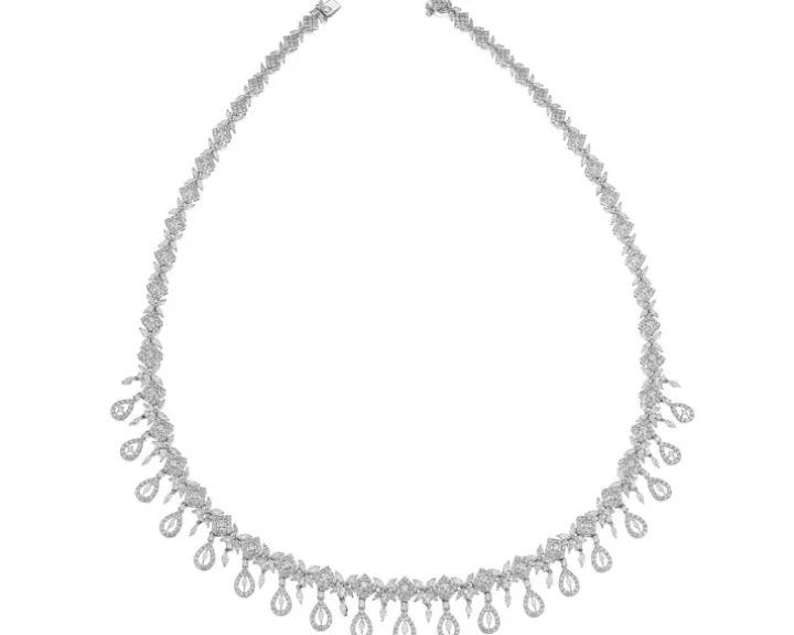 Naszyjnik z białego złota z diamentami - 11,81 ct - próba 750