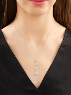 Naszyjnik z białego złota z diamentami - 0,88 ct - próba 585