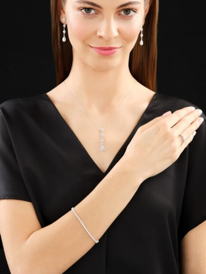 Naszyjnik z białego złota z diamentami - 0,88 ct - próba 585