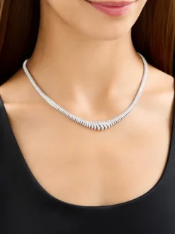 Naszyjnik z białego złota z brylantami - 43 cm - 6,40 ct - próba 750