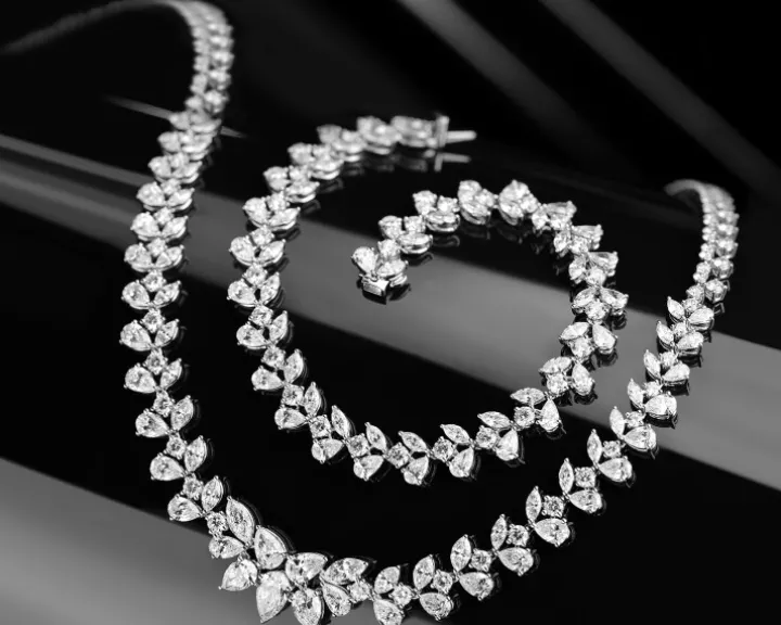 Naszyjnik z białego złota z diamentami - 43 cm - 17,20 ct - próba 750