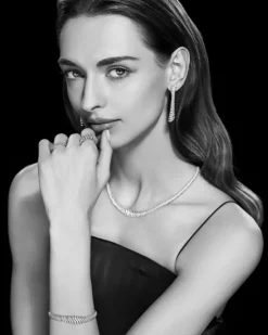 Naszyjnik z białego złota z brylantami - 45 cm - 6,84 ct - próba 750