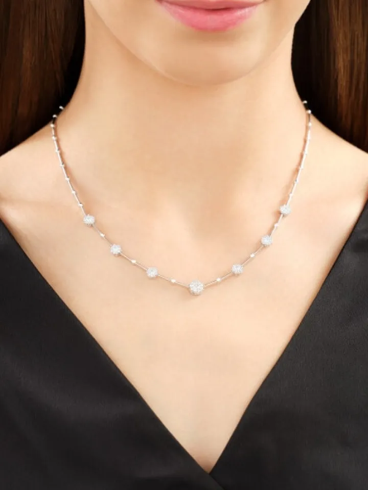 Naszyjnik z białego złota z brylantami - 43 cm - 1,03 ct - próba 585