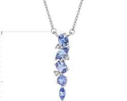 Naszyjnik z białego złota z diamentami i tanzanitami - próba 585