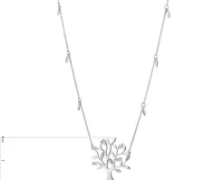 Naszyjnik z białego złota z diamentami - drzewko - 0,01 ct - próba 375