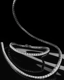 Naszyjnik z białego złota z brylantami - 43 cm - 6,02 ct - próba 750