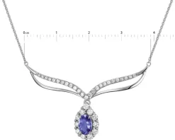 Naszyjnik z białego złota z brylantami i tanzanitem - próba 585