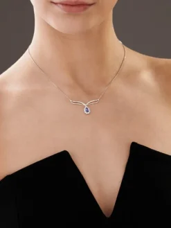 Naszyjnik z białego złota z brylantami i tanzanitem - próba 585