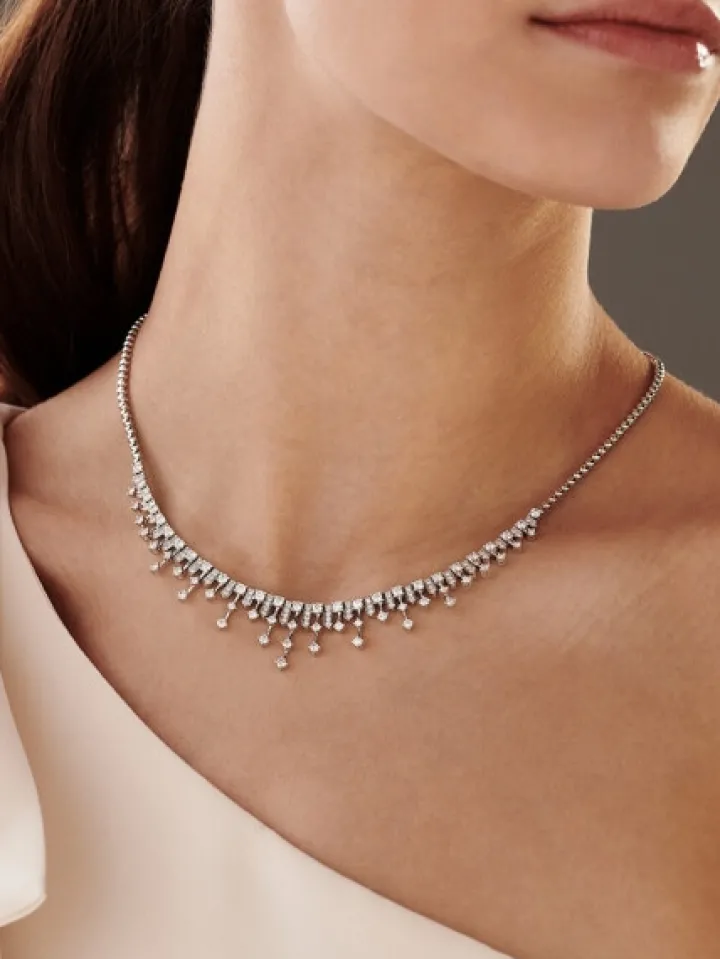 Naszyjnik z białego złota z brylantami - 3,37 ct - próba 585