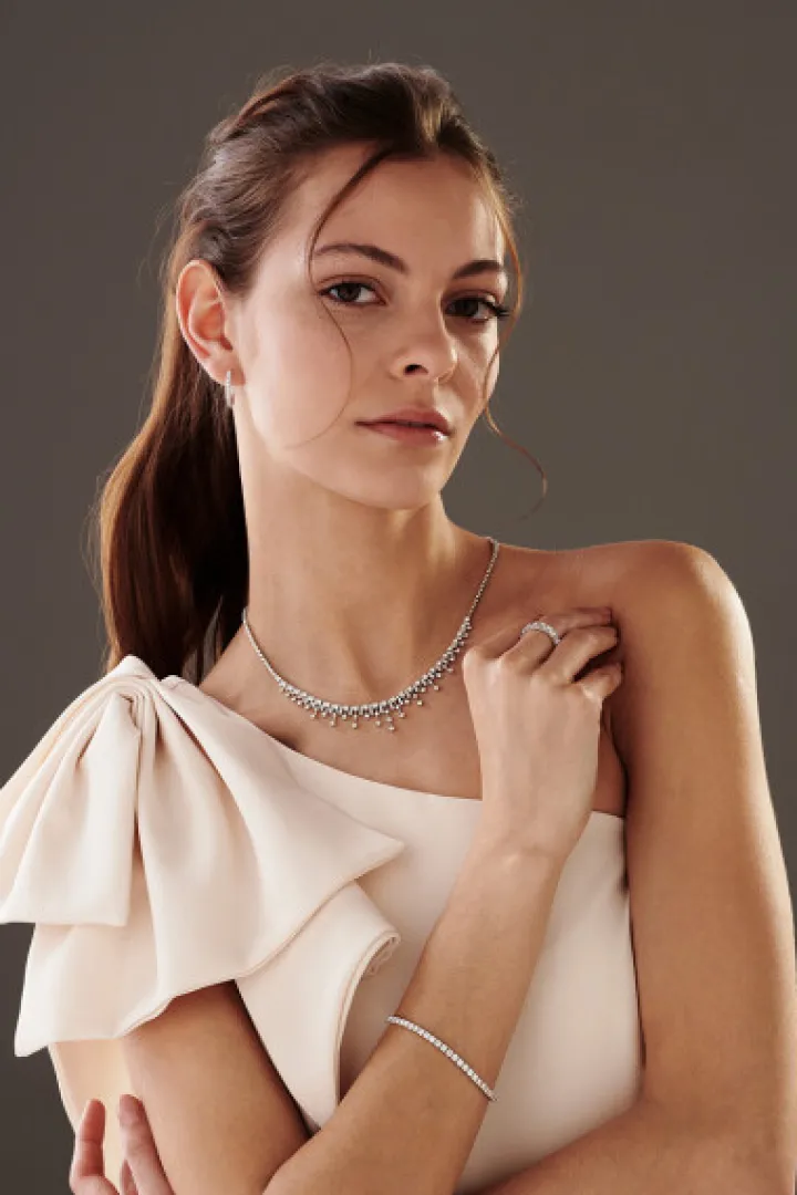 Naszyjnik z białego złota z brylantami - 3,37 ct - próba 585