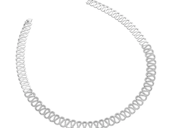 Naszyjnik z białego złota z brylantami - 6,79 ct - próba 585