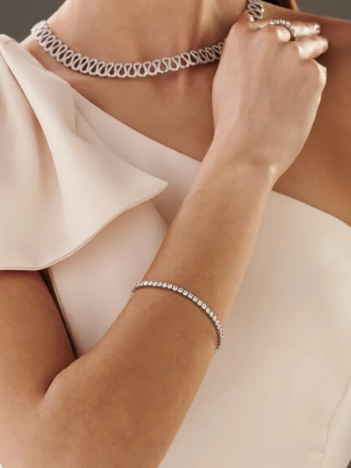 Naszyjnik z białego złota z brylantami - 6,79 ct - próba 585