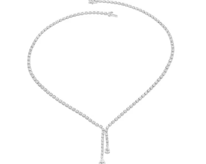 Naszyjnik z białego złota z diamentami - 43 cm - 7,85 ct - próba 750