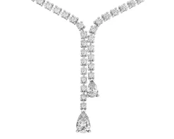Naszyjnik z białego złota z diamentami - 43 cm - 7,85 ct - próba 750