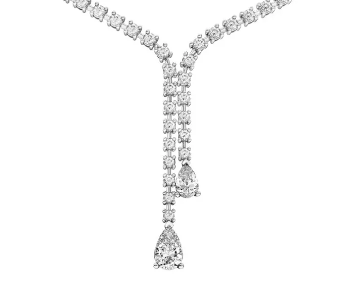 Naszyjnik z białego złota z diamentami - 43 cm - 7,85 ct - próba 750