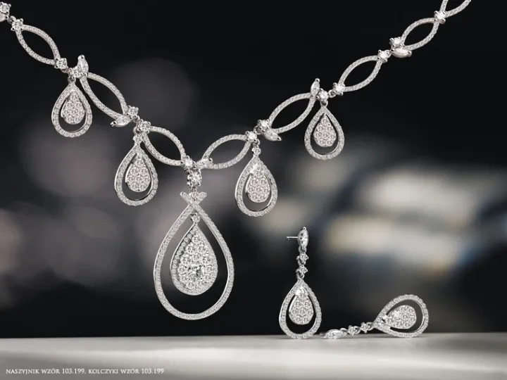 Naszyjnik z białego złota z diamentami - 3,93 ct - próba 585