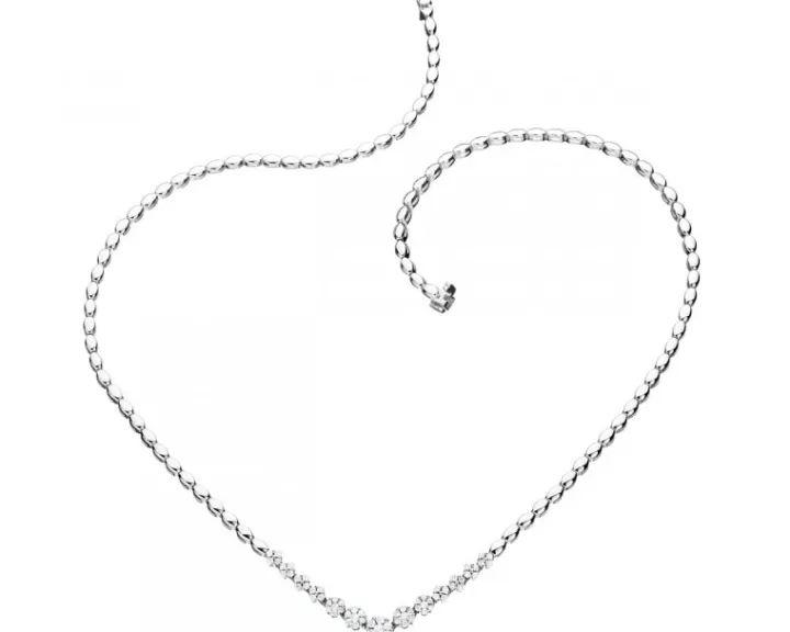 Naszyjnik z białego złota z brylantami - 0,85 ct - próba 585