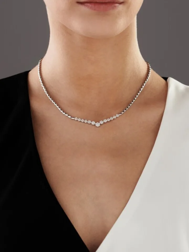 Naszyjnik z białego złota z brylantami - 0,85 ct - próba 585