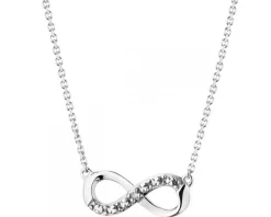 Naszyjnik z białego złota z diamentem - nieskończoność - 0,004 ct - próba 585