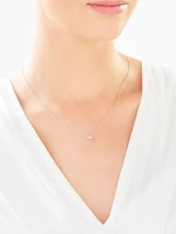 Naszyjnik z białego złota z brylantem - 0,05 ct - próba 585