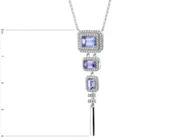 Naszyjnik z białego złota z diamentami i tanzanitami - próba 585